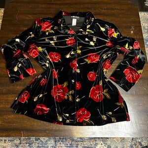 Vintage Sag Harbor Black and Red Velvet Blouse